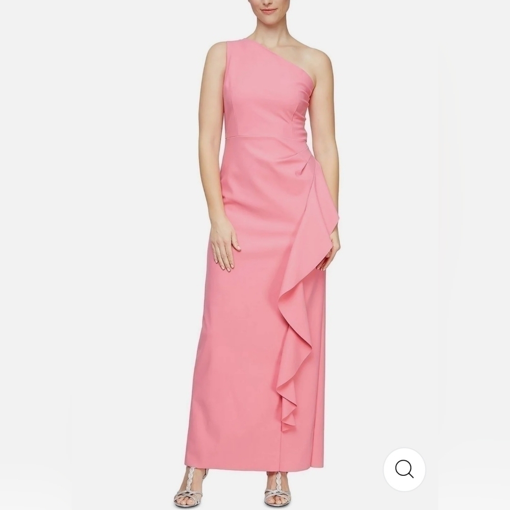 Alex and Eve One Shoulder Ruffled Dress Size 14